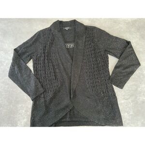 Briggs Cardigan Sweater Womens Medium Black Pink Metal Thread & Bling Size M